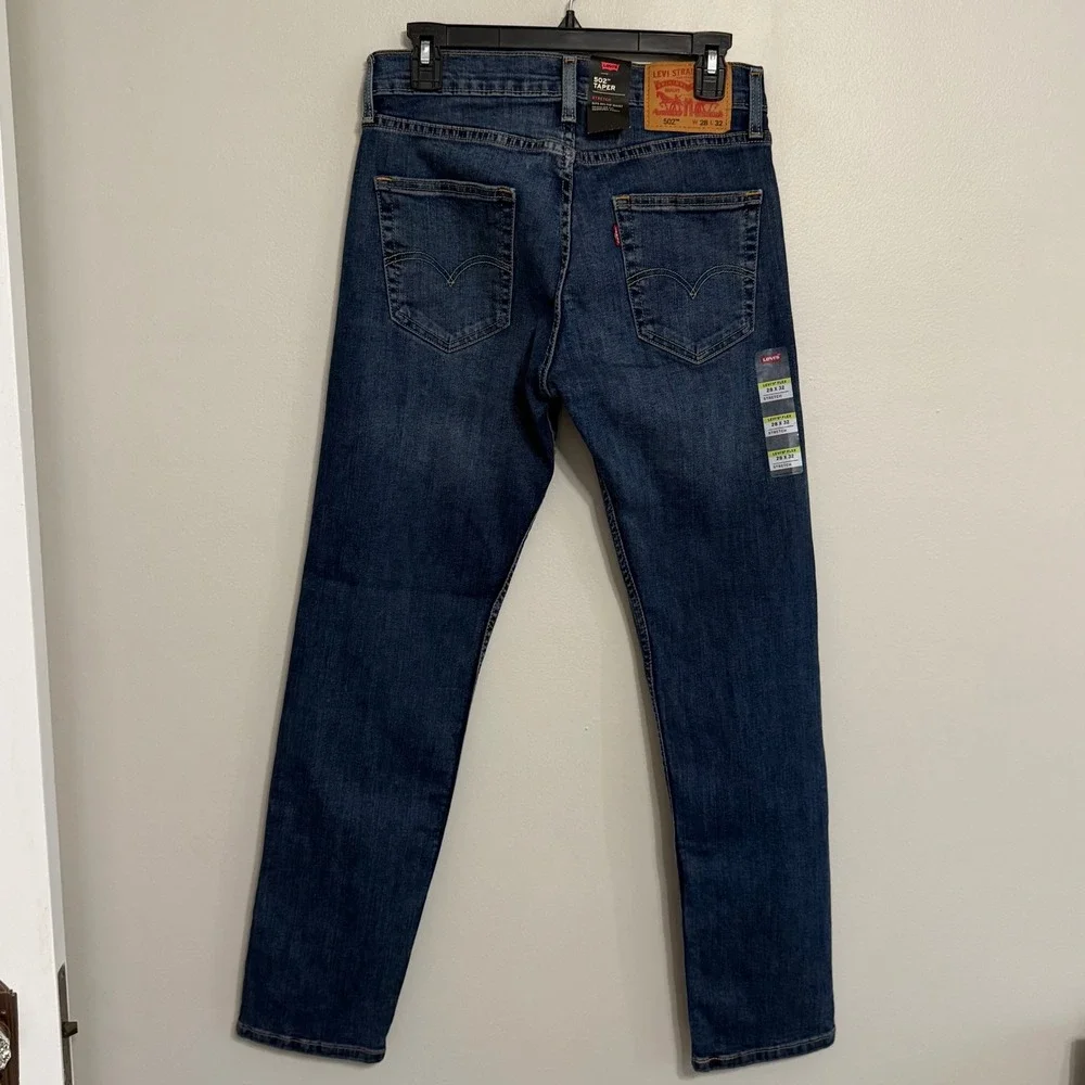NEW Levi's Flex 502 Mens 28x32 Taper Stretch Dark Denim Blue Jeans